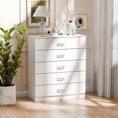 Ready Assembled Grey Chest of 5 drawers Bedroom Furniture Storage Fast Delivery
