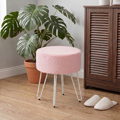 Plush Velvet Dressing Stool Makeup Chair with Metal Legs Bedroom Vanity Stool