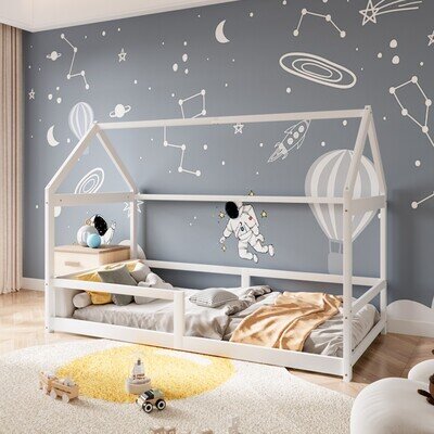 Single Pine Wood Bed Kids Sleeper Children House Bed Frame Bedstead Cabin